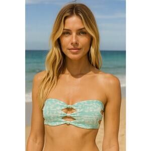 MIKOH Swimwear Bandeau Cut Out Bikini Top Beachy Summer Boho Classy Chic Size XS